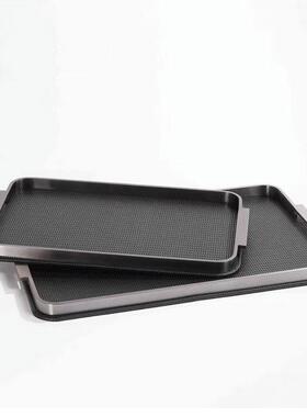 现代艺术轻奢皮革金属托盘样板间售楼处茶几书房玄关软装饰品摆件