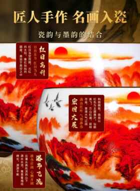 景德镇陶瓷器鸿运当头聚宝盆招财聚财摆件八方来财中式客厅玄关