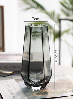 新款直销北欧简约创意玻璃花瓶透明罗马柱式花器客厅餐桌插花商务