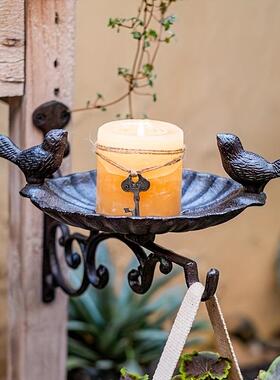 铸铁挂钩壁挂鸟食盆美式乡村铁艺吊蓝庭院户外墙面吊钩庭院装饰