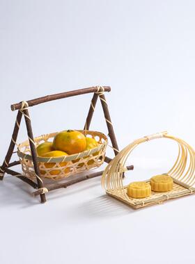 竹编多层水果篮 创意糕点托盘 浙江产手工竹编器皿 竹弄堂出品