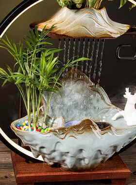 中式流水器摆件假山喷泉景观加湿雾化家居客厅办公室摆设开业礼品