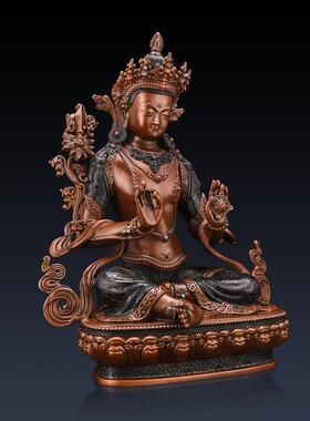 盛凡黄铜虚空藏菩萨藏传密宗佛像彷尼泊尔工艺品属虎家居佛堂摆件