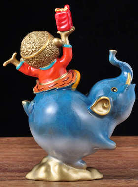 彩铜拜相封侯摆件卡通大象猴子创意可爱摆设家居客厅电视柜装饰品