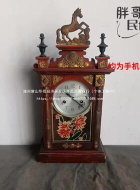 农家乐钟个人上海收藏复古酒店老马头座钟老物件钟表老式装饰摆件
