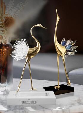 轻奢高档天鹅摆件家居客厅酒柜装饰品玄关仙鹤工艺礼品摆饰乔迁结