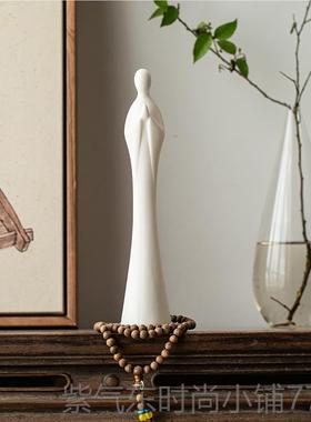 高档创意德瓷化陶无相佛人物摆件室道客厅茶禅意装饰居摆设白瓷工