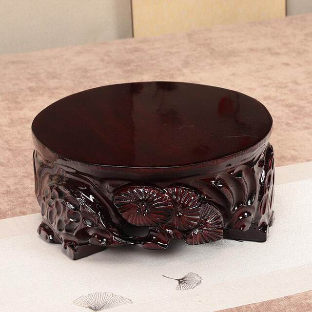 Solid wood root carving, strange stone base, round antique jade vase, bonsai ornaments, wooden support, Tuotaishan stone