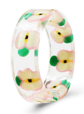 Colored acrylic ring rings五角星树树关节戒指女彩色压克力戒指