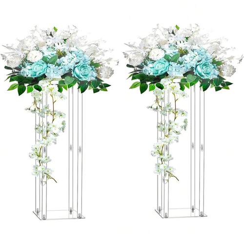 跨境爆品亚克力花架透明方形婚礼道具橱窗布置圆形婚庆挂饰置物架 - 图2