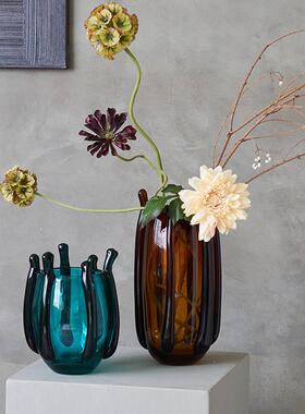 现代轻奢创意手工缠丝琉璃花瓶样板房酒店软装家居装饰玻璃瓶摆件