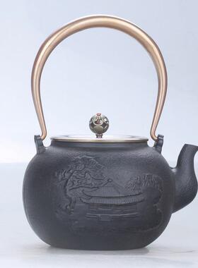 高档铸铁壶铁茶壶茶室新中式楼售样板房处摆装件软家居饰品烧水煮