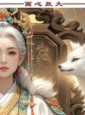 胡家仙女狐娘娘挂画九尾狐真身像九姑娘装饰画东北出马堂口卷轴画