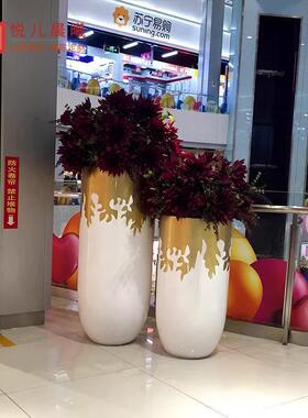 玻璃钢花盆商场户外花钵花器组合酒店大厅落地装饰花瓶厂家直销