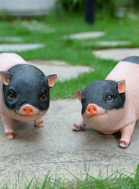 53创意小树摆件可爱动物户外花园庭院装饰猪物客礼厅脂电视金小