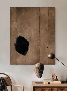 HW.ART手绘油画《盏澄》餐厅侘寂风装饰画客厅抽象挂画手工肌理画