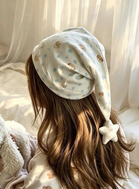【睡觉专用】女款睡帽尖尖帽产妇帽月子睡帽夏季空调防吹头帽浴帽