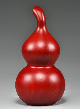 红色实木质雕刻葫芦摆件木头葫芦木制装饰红木工艺品新居乔迁送礼