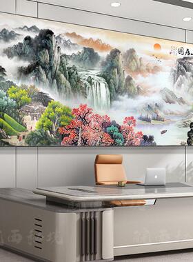聚宝盆山水画3d立体壁画办公室字画客厅背景墙面风景装饰西墙挂画