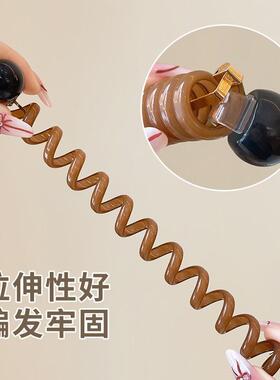 珍珠电话线直条发圈女高级感马尾编发皮筋发绳泡泡辫扎头头绳头饰