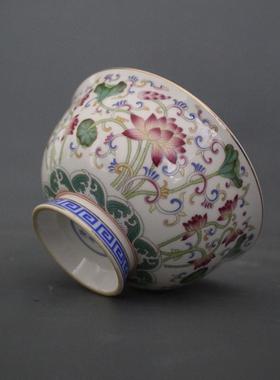 大清乾隆年制粉彩小号荷叶莲花碗仿古工艺家居摆件瓷器古董古玩收