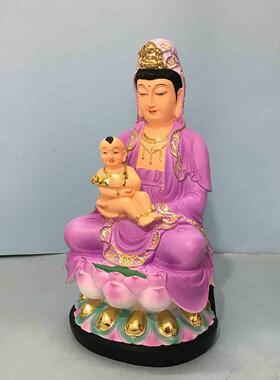 工艺品树脂佛像工艺品摆件 极彩贴金16英寸送子观音菩萨神像