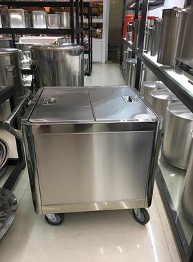 厂家直销不锈钢面粉车大容量方形储米箱25KG50KG厨房带轮储存车