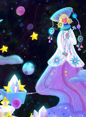 琅圣轩【月星搬运工】限量签章版画现代潮流装饰画带装裱45*60cm