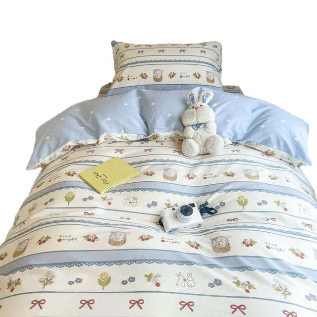 Pure Cotton Student Dormitory Quilt Cover Single Three-Piece Set Children's Bed Sheets 1.2m Bedding University Cotton Five-Piece Set