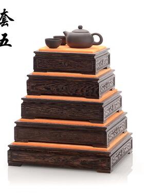 玻璃罩 古董摆件防尘罩佛像浮雕鸡翅木展示盒可定制红木雕宝笼