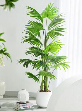 彷真绿色植物假植物轻奢客厅装饰树室内大型盆栽蒲葵树落地摆件彷