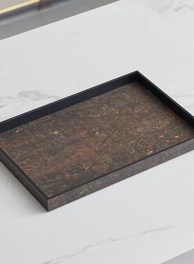 老钱风中式长方形实木托盘样板间玄关宋式美学收纳茶盘装饰品摆件