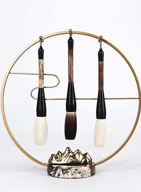 书房博古架装饰新酒店中式笔架摆设办公桌摆件假山前台装饰毛禅意