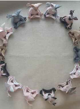 跨境 无毛猫打坐修炼树脂摆件 仿真猫咪庭院设计居家装饰装修