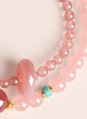 转运珠寺庙桃花草莓手链水晶手链