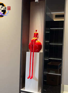 抽象大长腿人物雕塑样板房酒店大堂创意吹拉弹跳艺术摆件现代轻奢