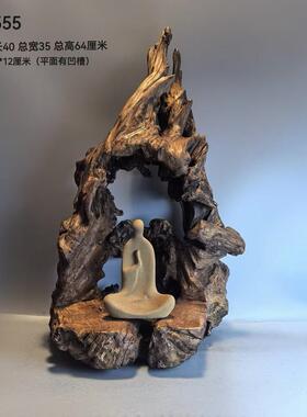 风化木根雕根艺底座观赏、家居装饰、茶桌摆件、盆景搭配新中式