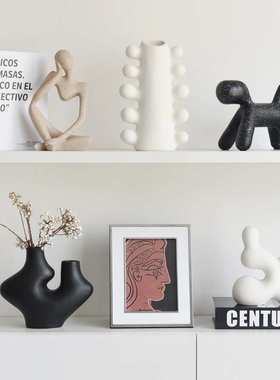 侘寂风感艺术异形装饰品摆件陶瓷创意软装花瓶酒书柜抽象摆设生日