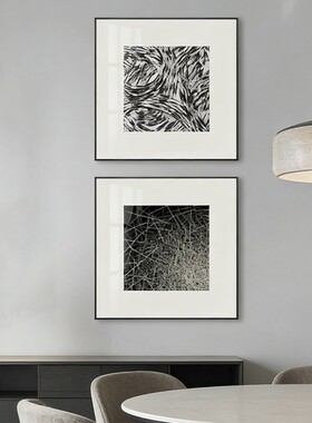 极简风黑白线条客厅装饰画轻奢高级感简约小众抽象挂画设计师同款