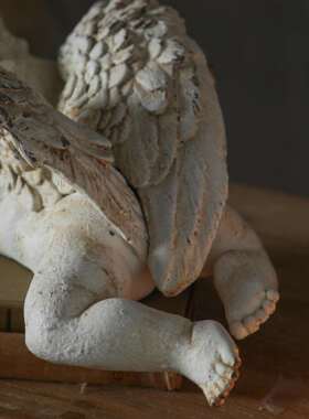 法式A3231白色做旧客天使雕塑件厅卧室人物雕像摆酒店民宿摄影装