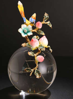 轻奢珐琅彩摆件电视柜酒柜办公室饰品工艺品家居客厅水晶球装饰品