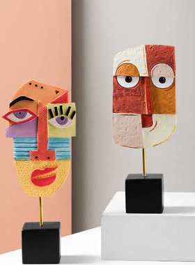 酒柜抽象办公室家居人脸创意ins艺术现代客厅摆件轻奢电视装饰品