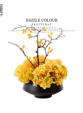 TRD-CD05新中式黄摆软装饰品盆景玄关博古架色柜售楼处洽谈桌餐厅