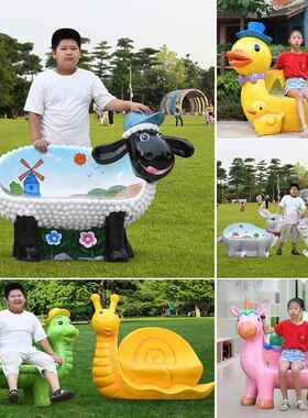 卡通动座椅雕璃塑户外玻钢景坐凳幼儿园物小动物座椅区公园园林观