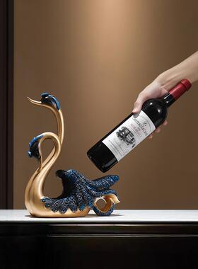 新中国风天鹅酒架酒柜装饰装饰品客厅餐桌家庭餐具柜乔迁礼物