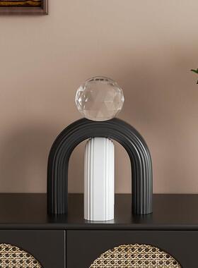 客厅高级感小众摆件水晶球轻奢艺术姹寂风展示架玄关酒柜软装饰品