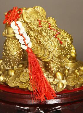 铜金蟾招财摆件黄铜元宝三脚金蝉三足蟾蜍客厅前台店铺开业送礼品