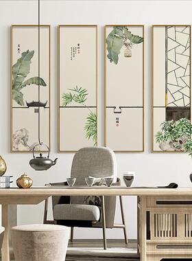 源头工厂新中式客厅装饰画酒店大厅油画中国风山水画水墨四联挂画