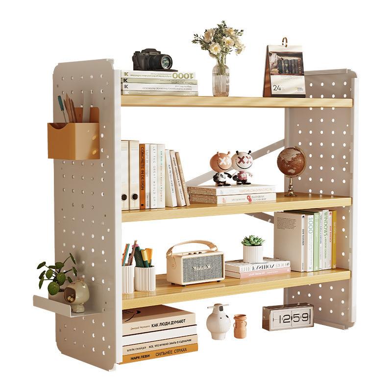 Hole board desktop storage rack dormitory desk bookshelf home study desk office desk multi-layer storage display rack
