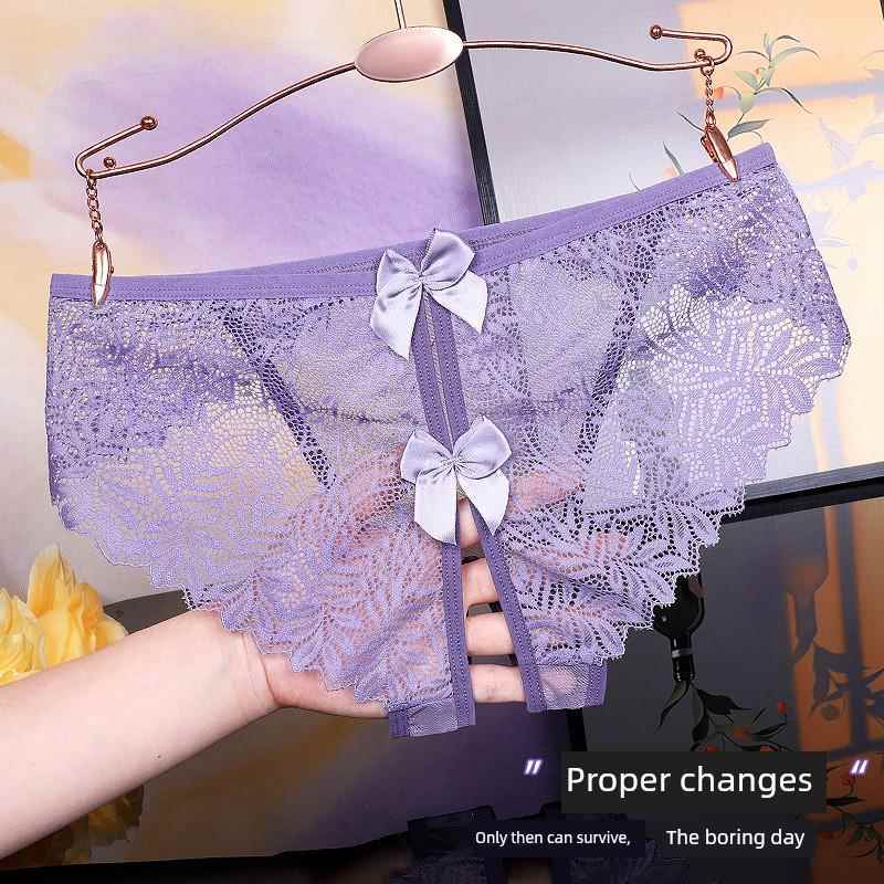 Sexy Lace Leopard Print Crotchless Women's Lingerie 2026 New Seductive Hot Slim Women's Plus Size Slit Panties